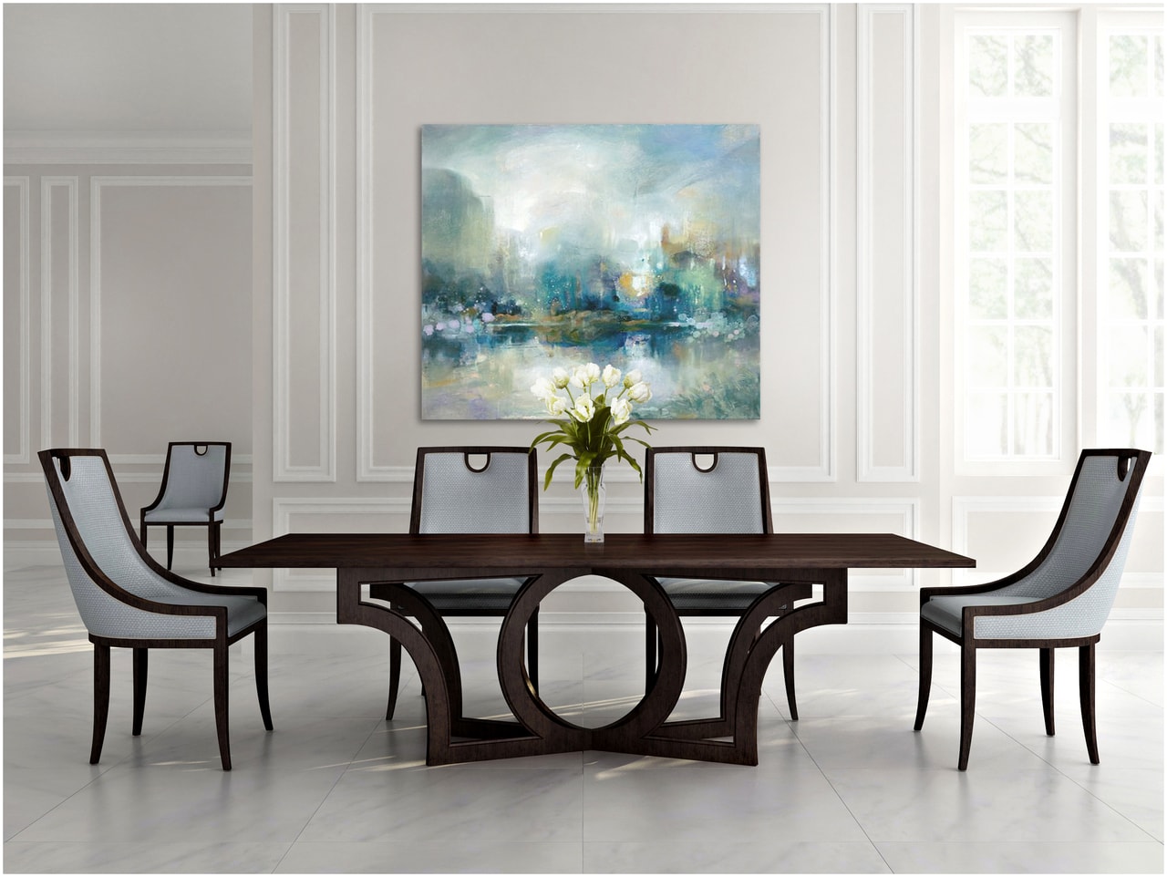 Milano Dining Table by Habersham in a dining room