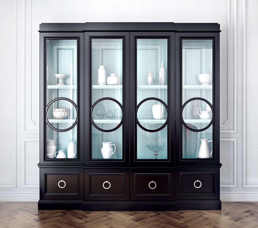Astoria Breakfront with Circle Mullion Glass Doors by Habersham